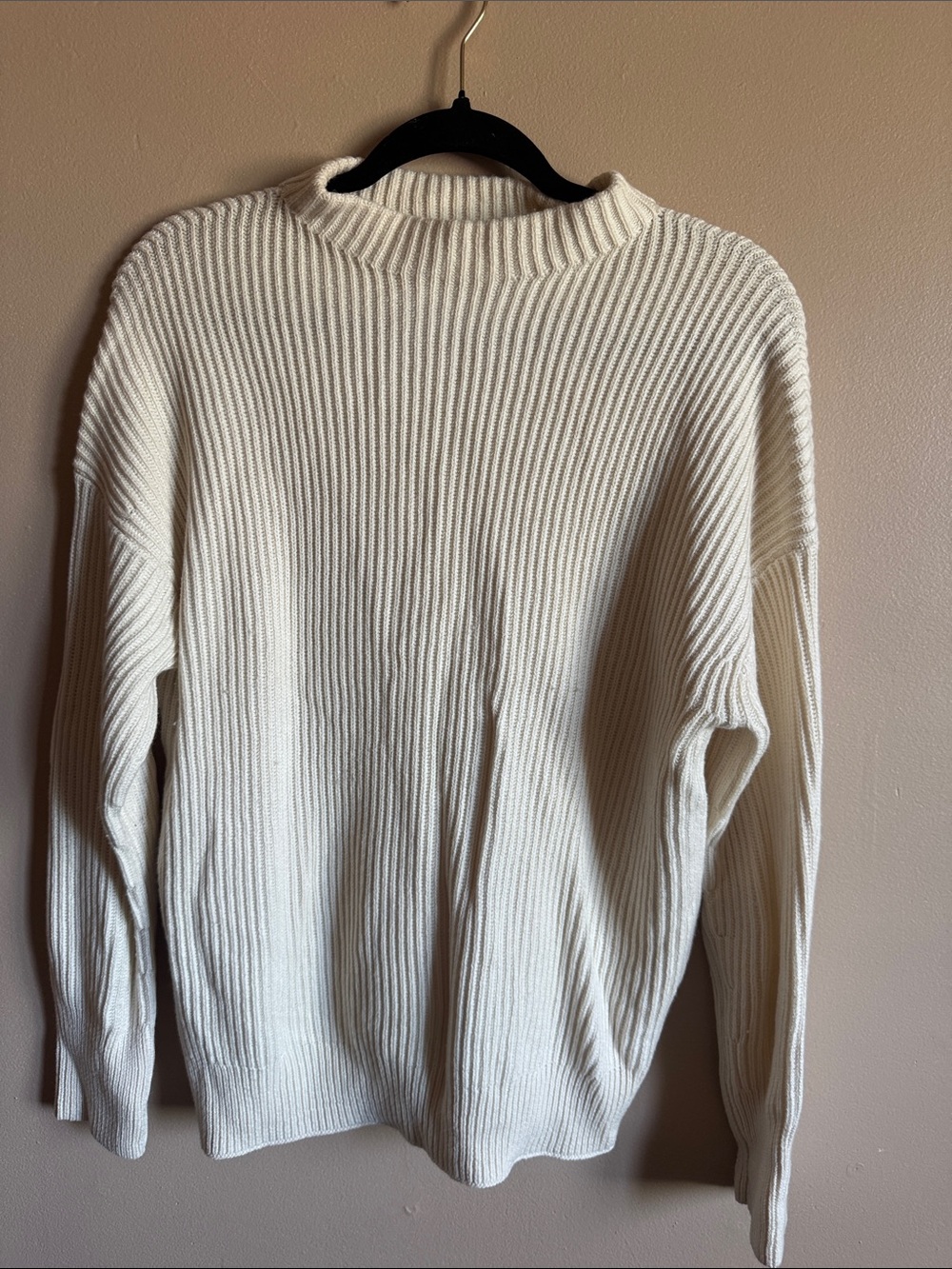 Vince Off-White Ribbed Turtleneck Sweater